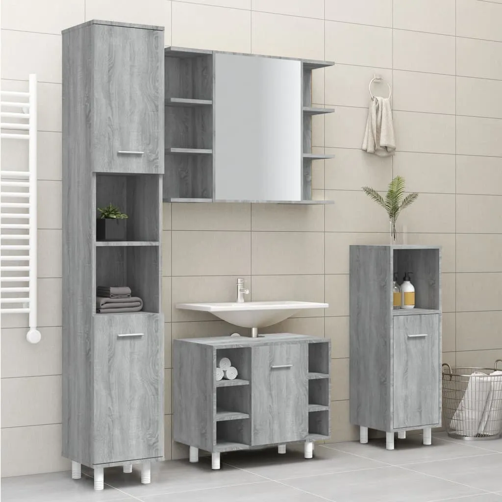 vidaXL Mobile da bagno Grigio Sonoma 30x30x179 cm Materiale a base di legno - 3