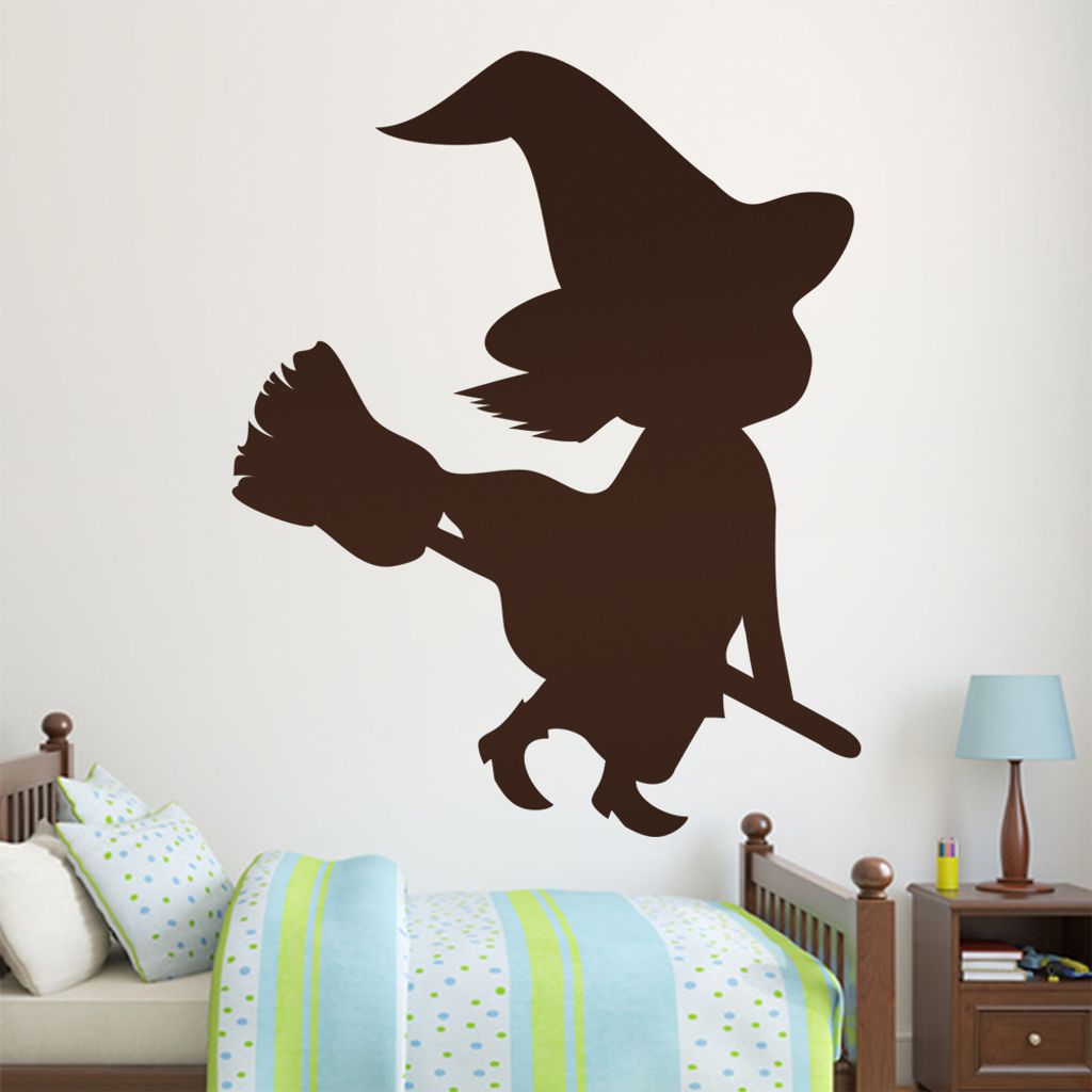 KIWISTAR Hexe Silhouette - Besen Reiten Hut Böse Wandtattoo in 6 Größen - Wandaufkleber Wall Sticker - Dekoration, Küche, Wohnzimmer, Schlafzim...