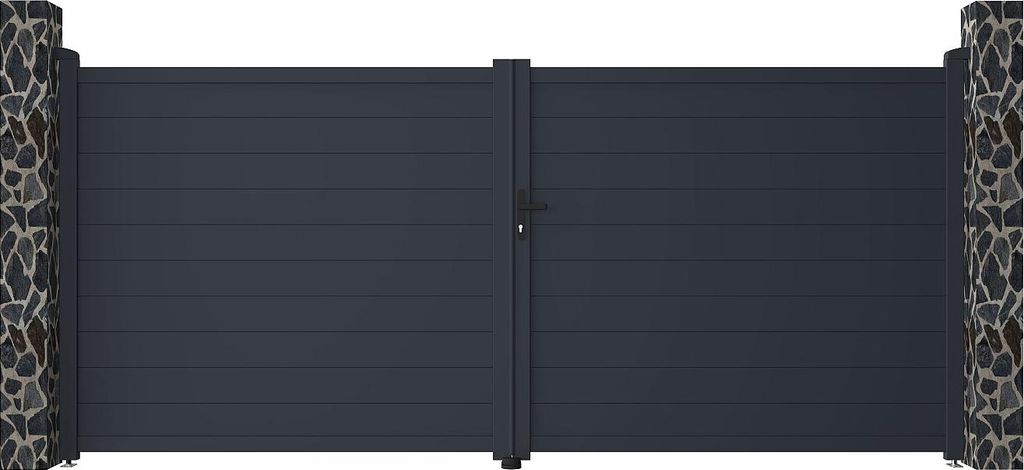 Elektrische Aluminium-Vollschwingtür 397 x 166 cm hoch anthrazit NAZARIO