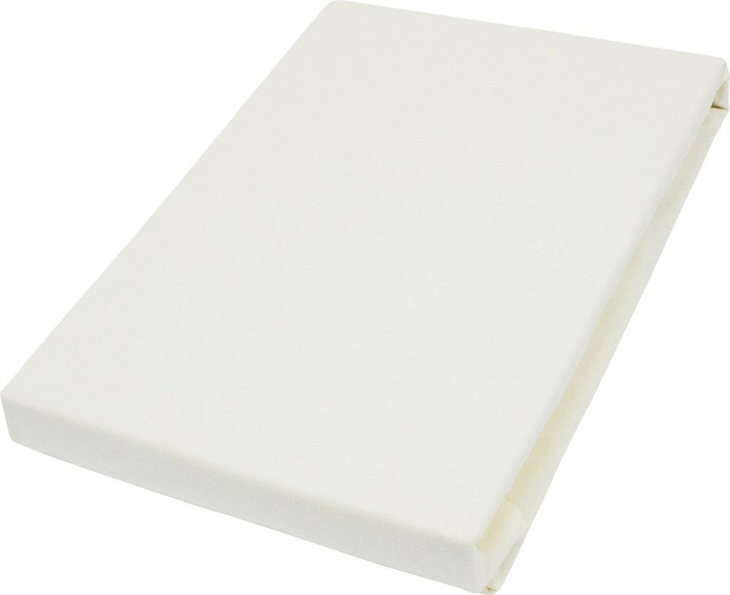 A flat lay of a fitted sheet on a white background.