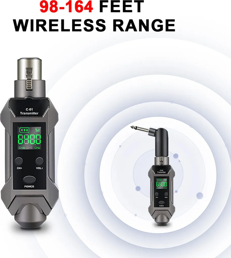 Transmetteur XLR sans fil 50m, Compatible Micros Statiques et Dynamiques