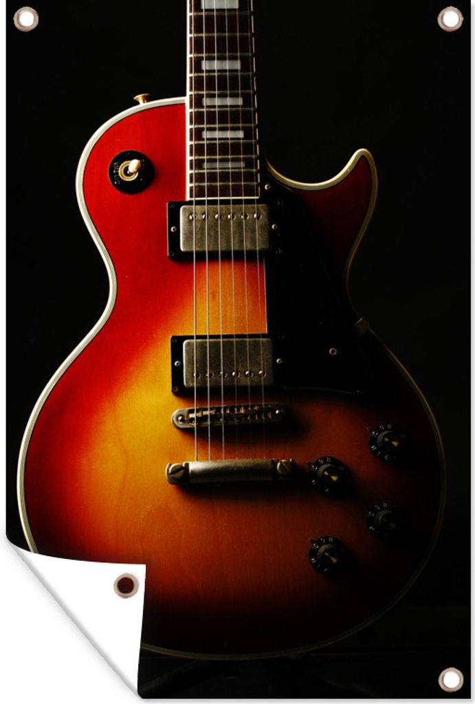 MuchoWow 80x120 cm Outdoor-Poster Gartendeko Sichtschutz Garten Poster für den Garten Eine rot gefärbte E-Gitarre