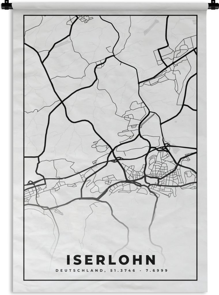 MuchoWow Wandteppich Wandbehang Stadtplan - Iserlohn - Karte 120x180 cm Tapisserie Dekoration Wandtuch - Schlafzimmer - Dekorationen für das Haus