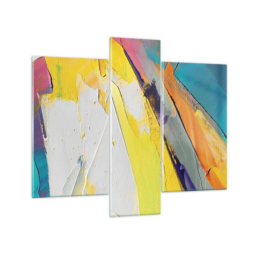 Bilder auf glas - 3 Teile - Deadlock Farben dreidimensional - 95x80cm - Glasbilder - Wandbilder - Bilder - Wanddekoration aus Glas - Glas Bilder - ...