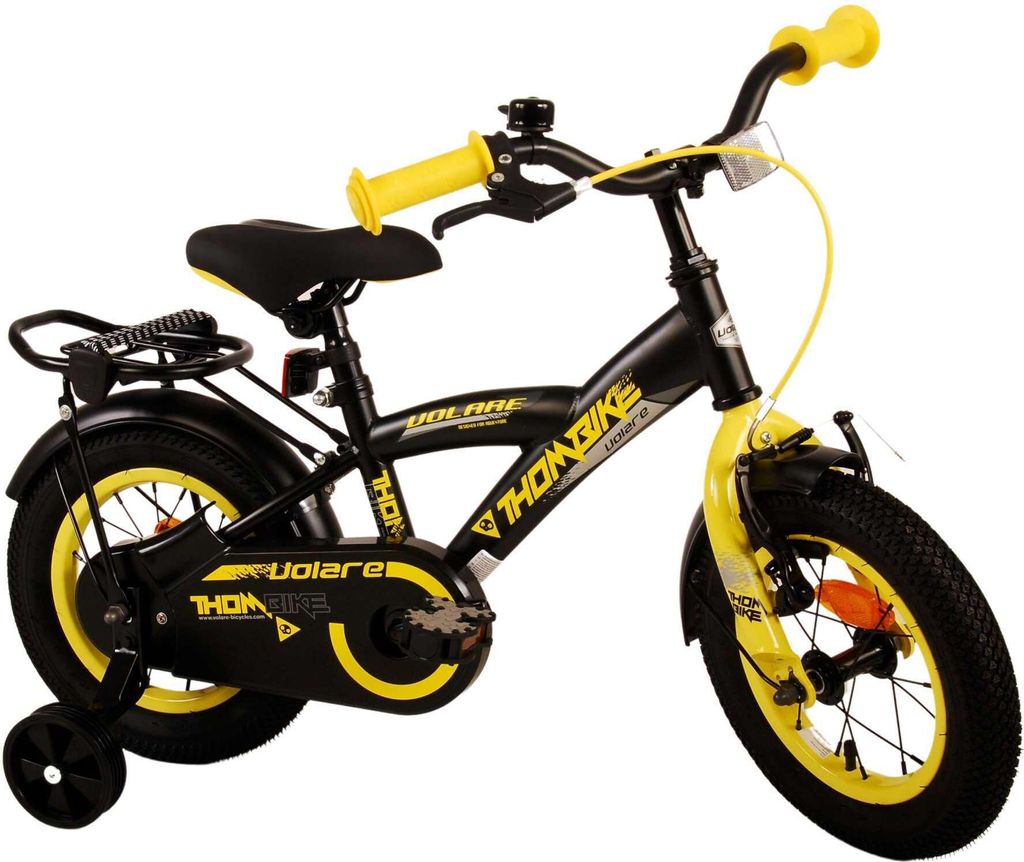 TPFSports Thombike Kinderfahrrad - Jungen - 12 Zoll - Rücktritt + Handbremse - Schwarz/Gelb