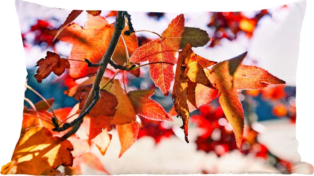 MuchoWow Zierkissen Sofakissen Wohnzimmer Dekokissen 60x40 cm Ahorn - Blätter - Rustikal - Herbst - Kopfkissen - Polster mit Foto