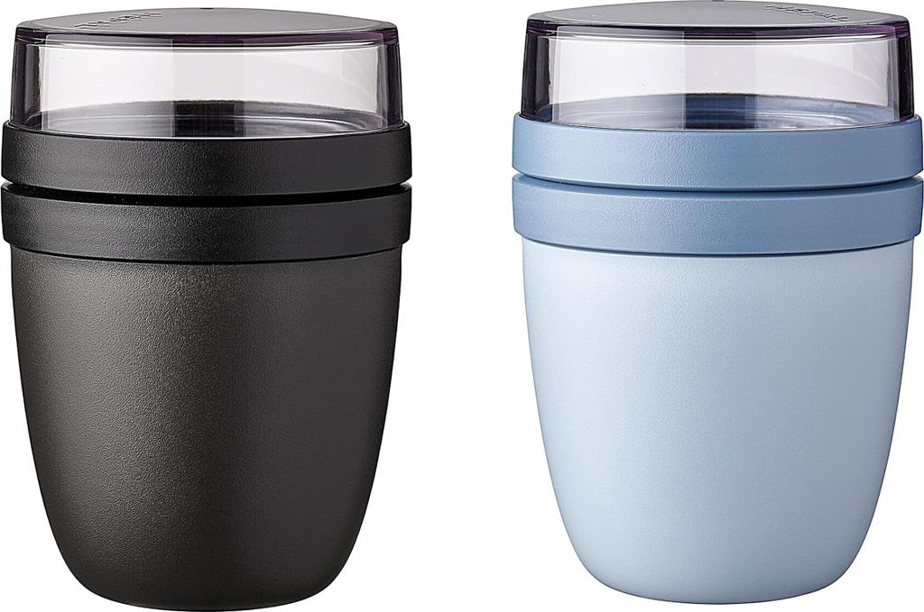Mepal | Lunchpot Ellipse | Nordic Black & Blue | 500 ml kompakter Reisebegleiter | ideal für Joghurt oder Snacks | Tiefkühler, Mikrowelle & Spül...
