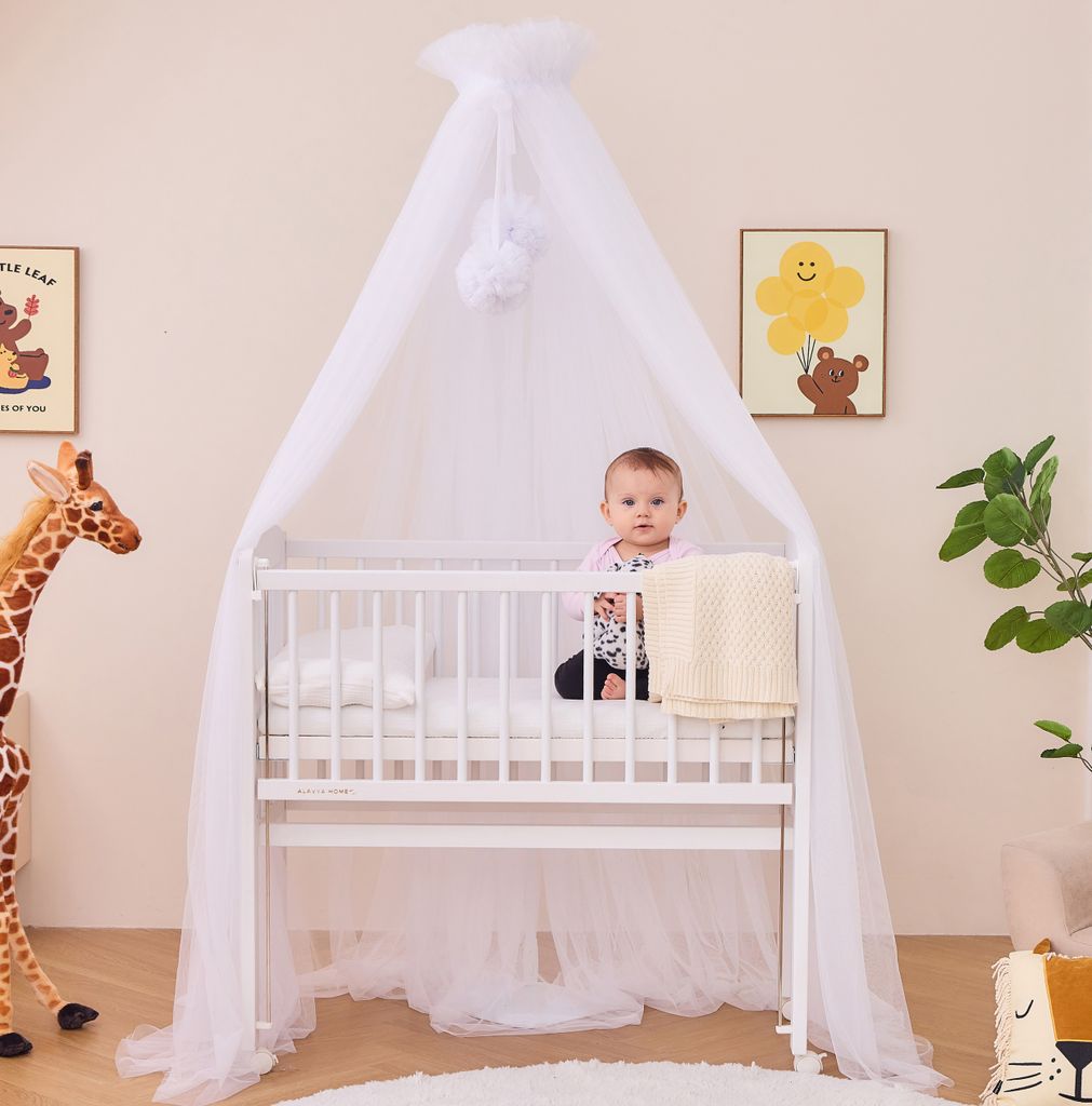 Alavya Home Baldacchino in tulle (poliestere) con pompon - Immagine del prodotto 