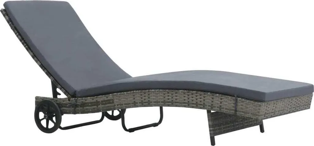 Transat de jardin en poly-rotin anthracite avec roues pour la piscine
