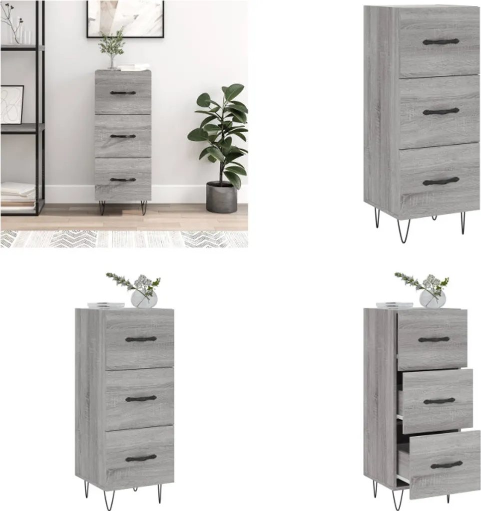 Mobiletto Grigio Sonoma vidaXL 34,5 cm | Credenza Alta Design Scandinavo