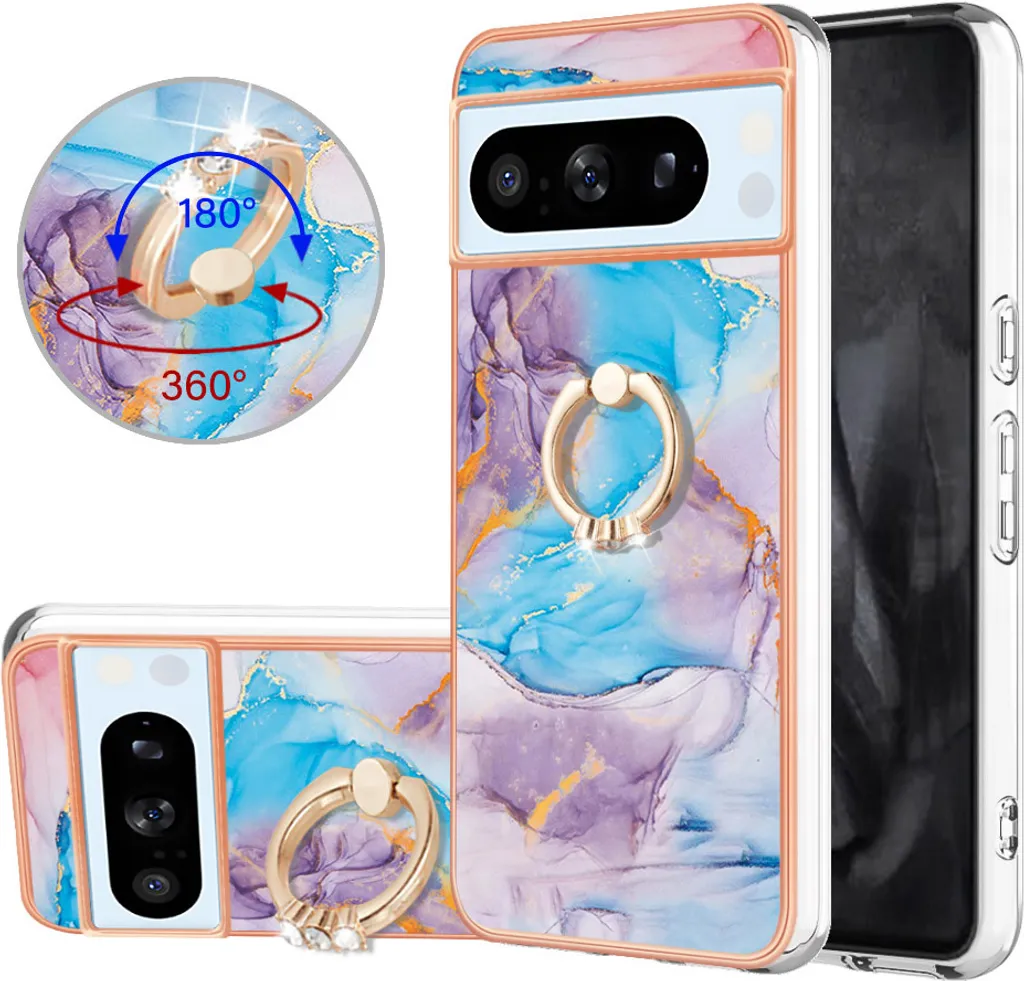 RonRun Cover per Xiaomi Redmi Note 12 Pro, Custodia con 360° Ring Kickstand, Morbido Silicone TPU Protettivo Ultra Slim Cover, Bianco