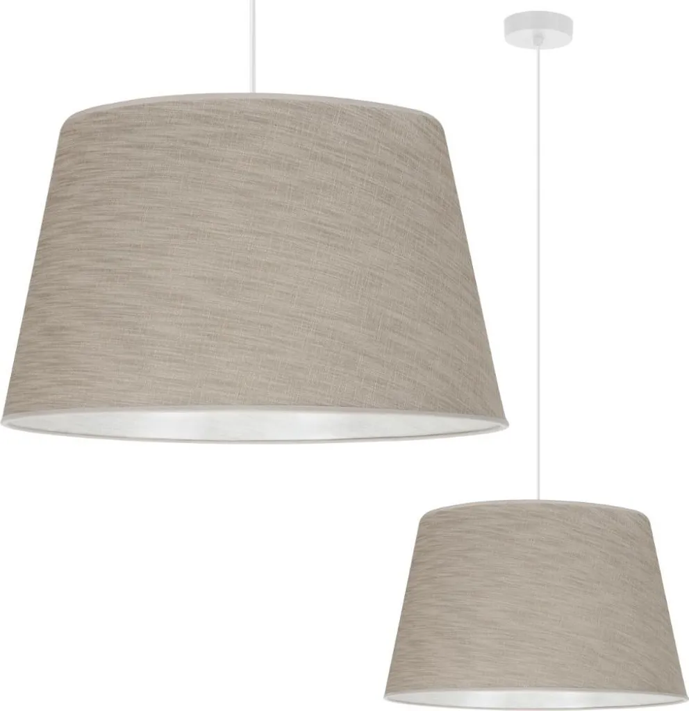 Sospensione di Lusso Len Cono Bianco e Paralume Lino Beige