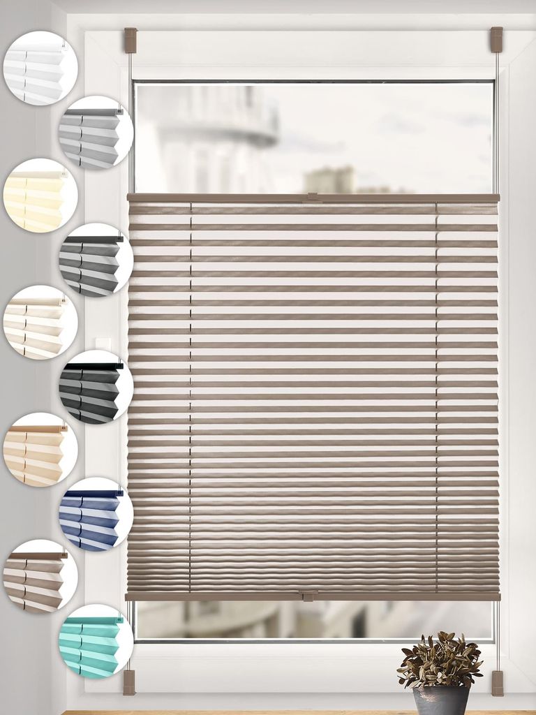 Sonello Plissee Klemmfix ohne Bohren 70cm x 220cm Braun Produktbild 
