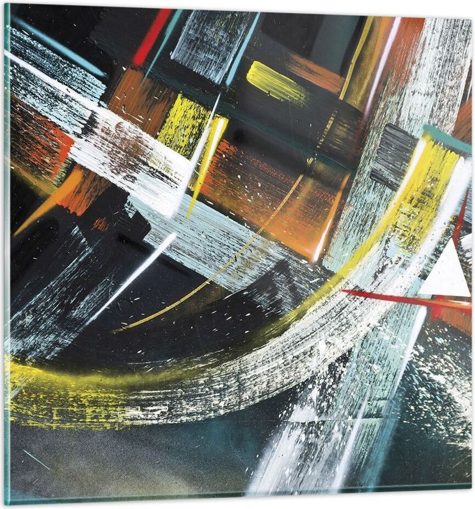 Bilder auf glas - Einteilig - Abstraktion Graffiti Bunt - 30x30cm - Glasbilder - Wandbilder - Bilder - zum Aufhängen bereit - Wanddekoration aus G...
