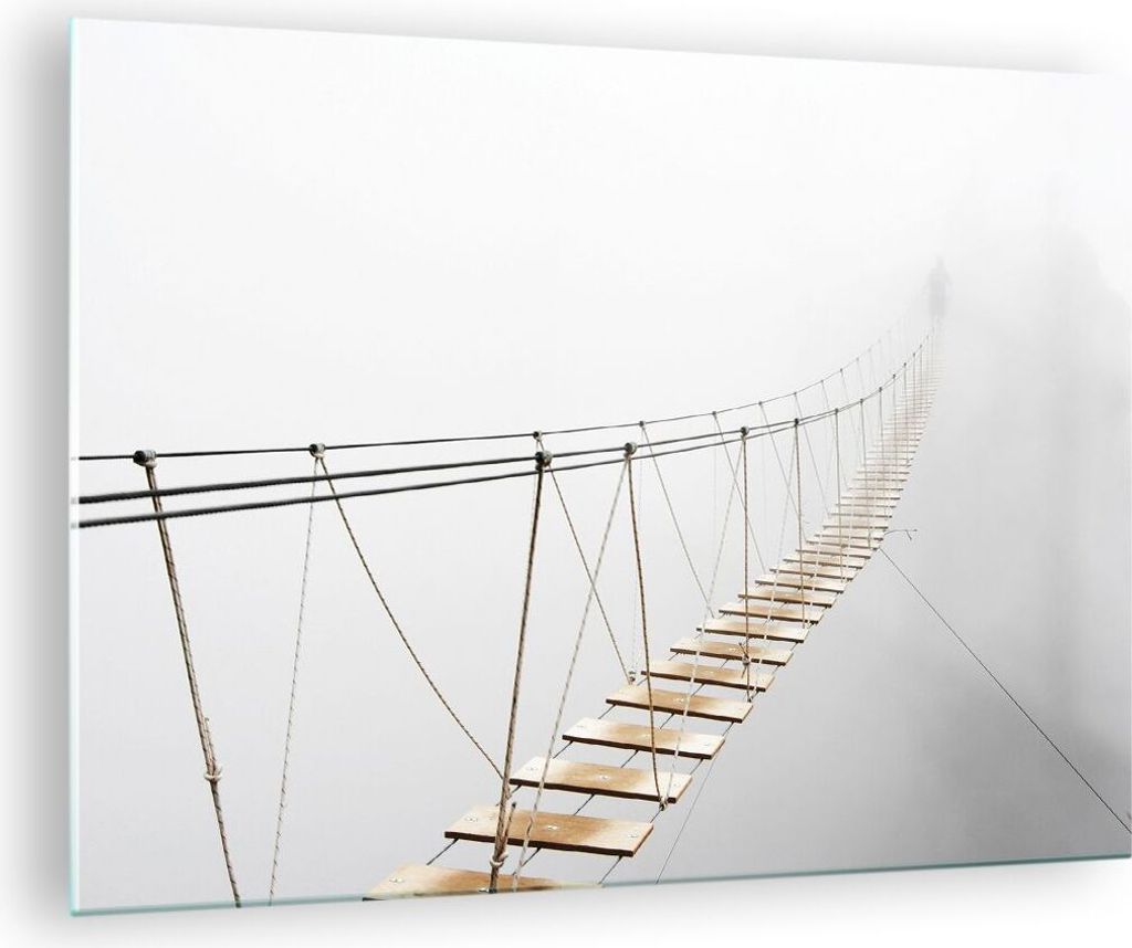 Bilder auf glas - Einteilig - Brücke ausgesetzt Nebel - 70x50cm - Glasbilder - Wandbilder - Bilder - zum Aufhängen bereit - Wanddekoration aus Gl...