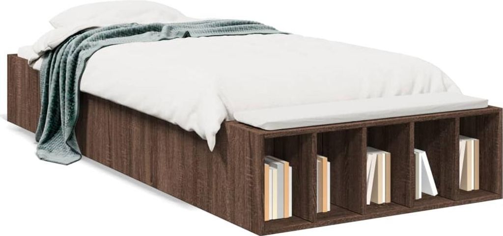 vidaXL Bettgestell Braun Eichen-Optik 100x200 cm Holzwerkstoff