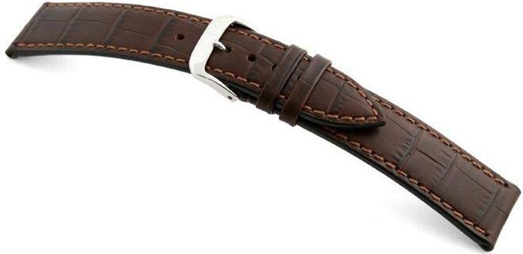 Happel Lederband Tampa 20mm mokka mit Alligatorprägung