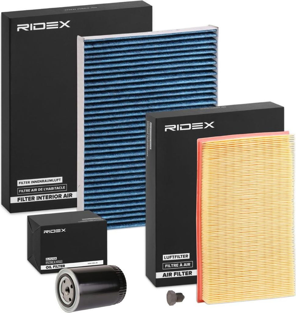 RIDEX Filterset Inspektionspaket Filtersatz für VW GOLF III (1H1) Golf III Cabrio (1E7) PASSAT Variant (3A5, 35I) GOLF III Variant (1H5) Vento (1H2)