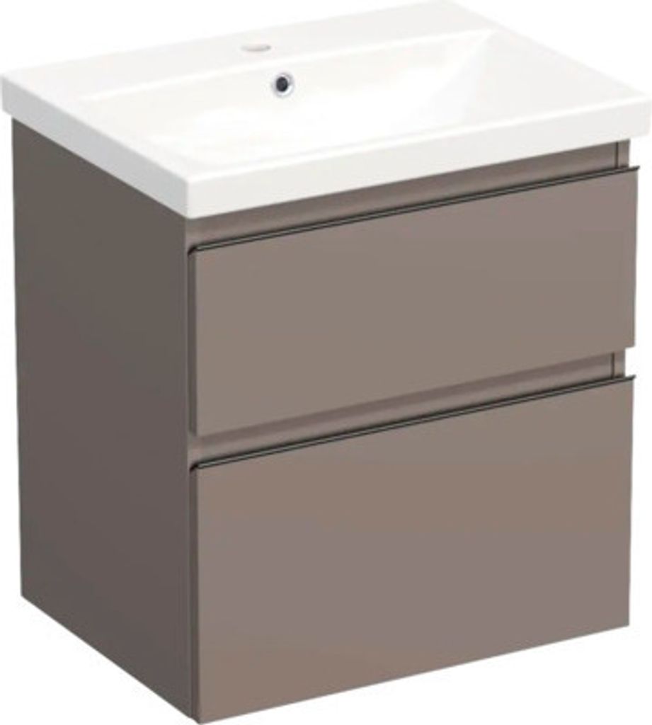 Jungborn Waschplatz TRENTA BxHxT 60x65x45 cm basalto glanz mit Keramik-Waschtisch Griffleiste schwarz