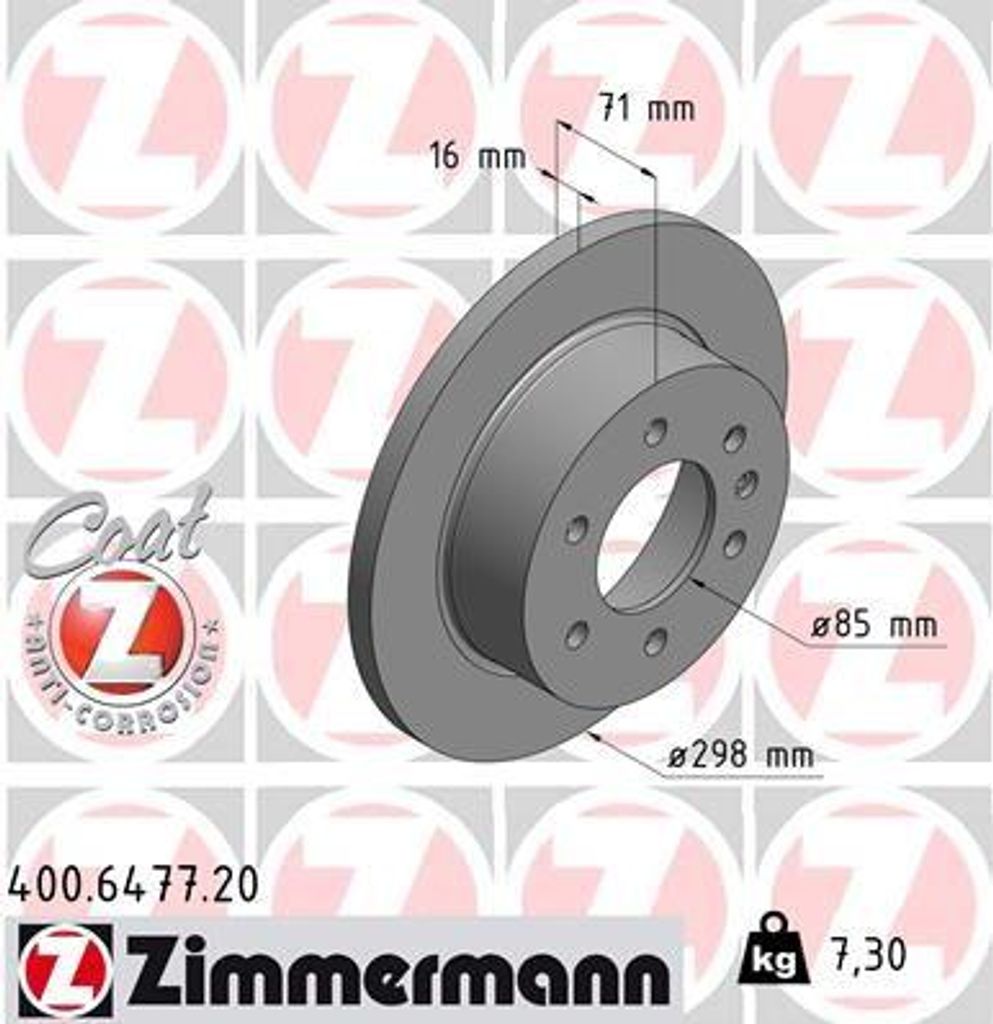 ZIMMERMANN 400.6477.20 Bremsscheibe OE 9104230100 kompatibel mit Crafter, Sprinter, Esprinter