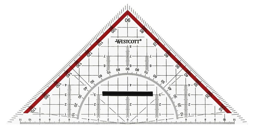 Westcott Geometriedreieck 22 cm mit abnehmbarem Griff | Produktbild 