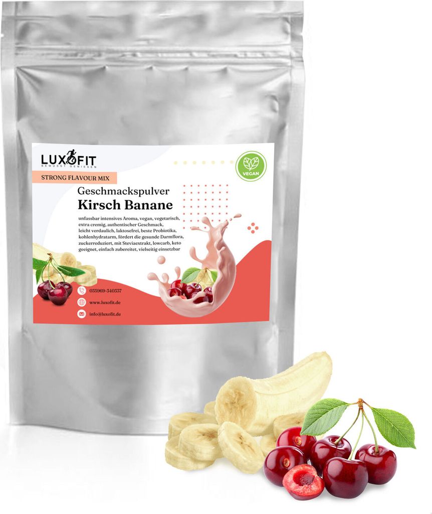 Kiba Kirsche Banane Geschmackspulver Mix Flavour kalorienarm 300 g