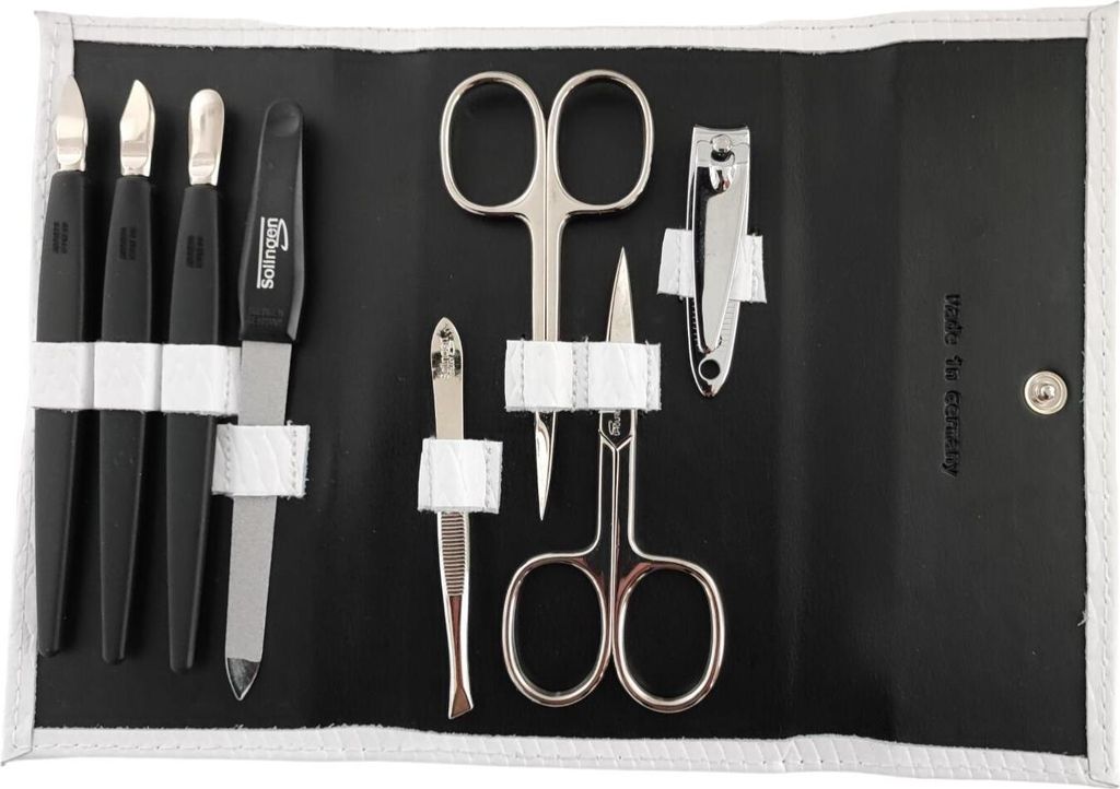 Nagelpflege Set 8-tlg. Echtleder Etui | Maniküre Pediküre | Solingen | Germany Weiß
