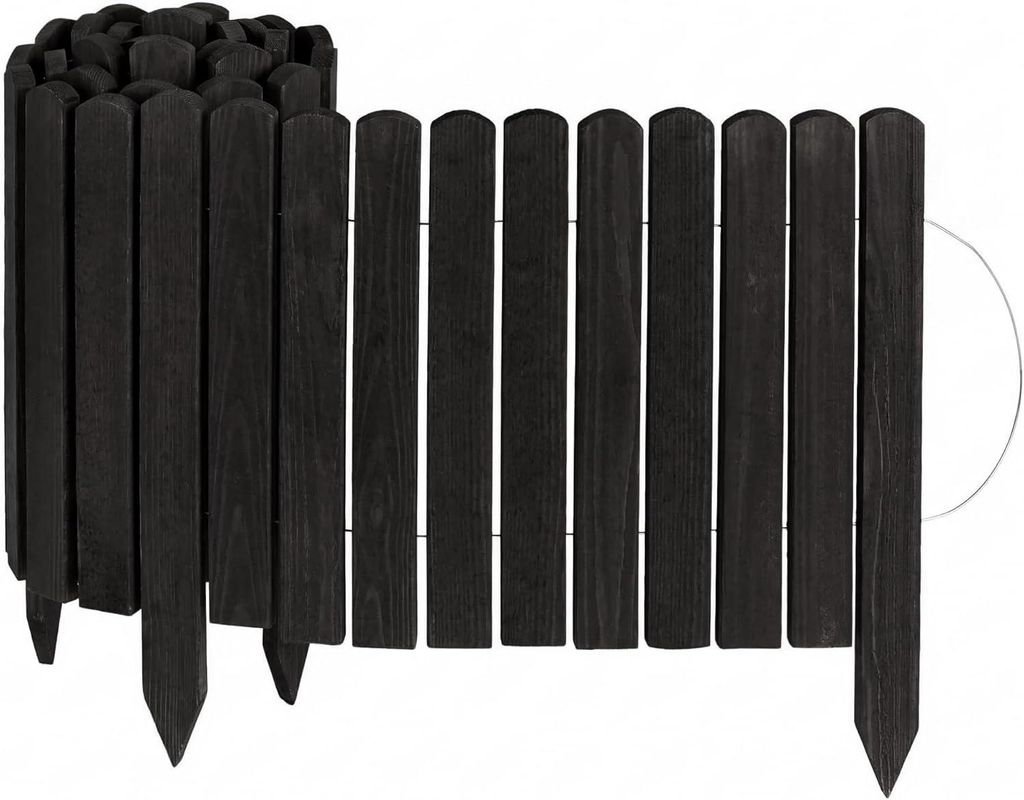 Creative Home Rasenkante Beeteinfassung Holz 200 x 10 cm (L x H) Schwarz