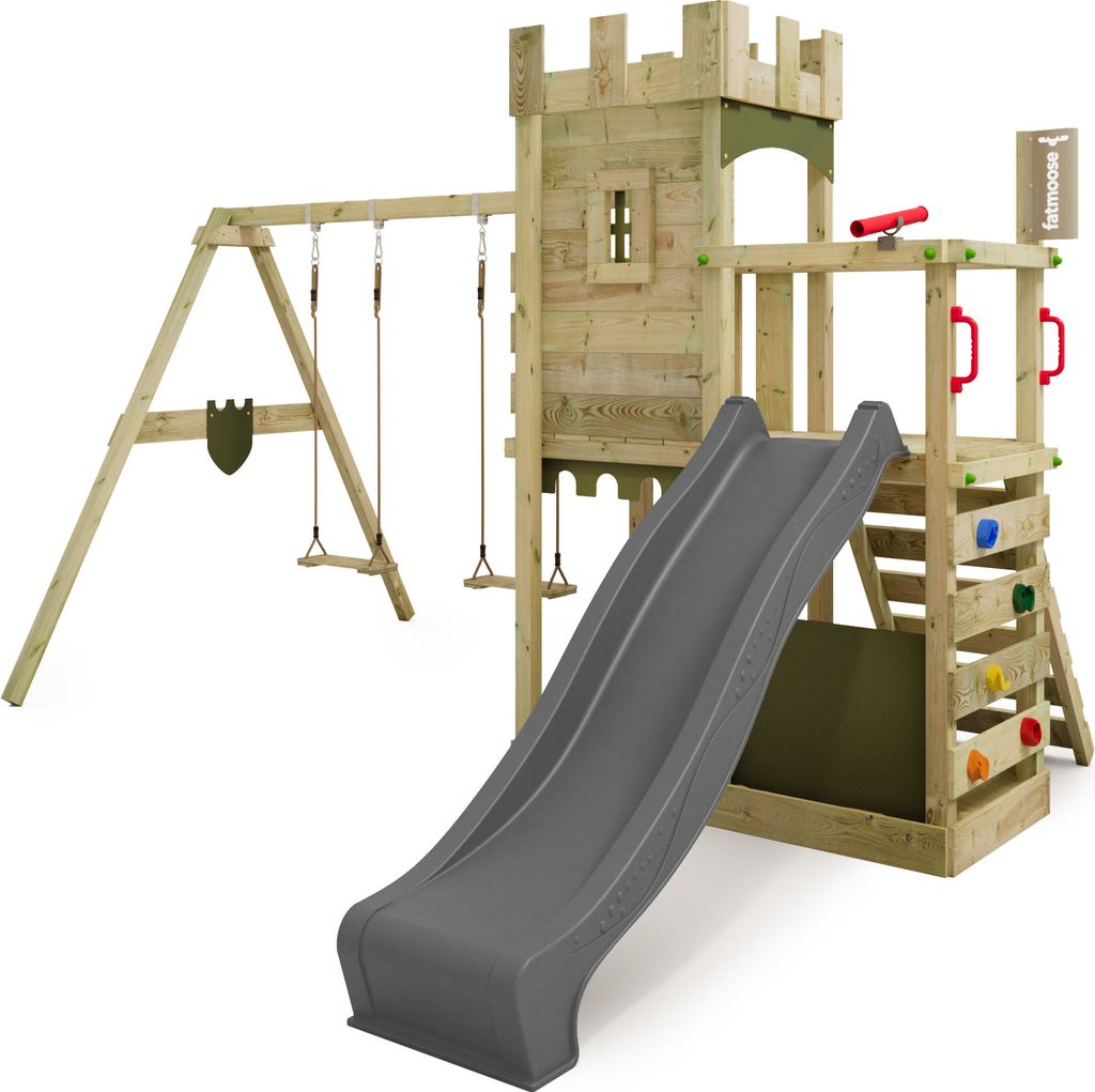 Ritterburg Fatmoose BoldBaron Boost XXL Kletterturm mit Schaukel in Anthrazit