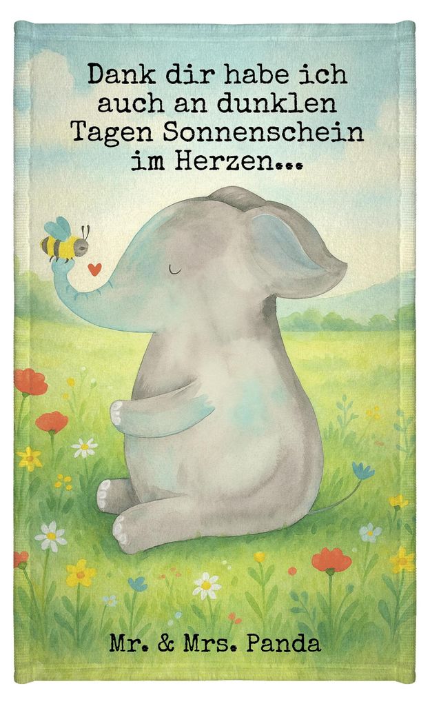 Mr. & Mrs. Panda Handtuch Elefant Biene Design - Weiß - Geschenk, Liebesbeweis, Liebesspruch, Frotteehandtuch, Gästehandtuch Bunt, Gästetuch, Li...