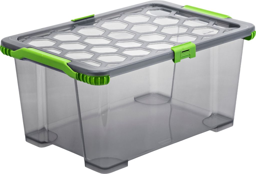 Rotho Aufbewahrungsbox 44L Evo Total Protection - Kunststoffbox 59,0 x 39,5 x 28,0 cm - Stapelbox mit Deckel - Lagerbox Kiste sicher verschliessbar