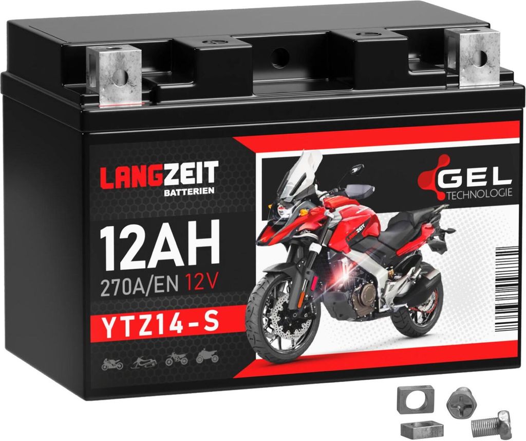 LANGZEIT YTZ14-S Motorradbatterie GEL 12V 12Ah 270AEN Produktbild 