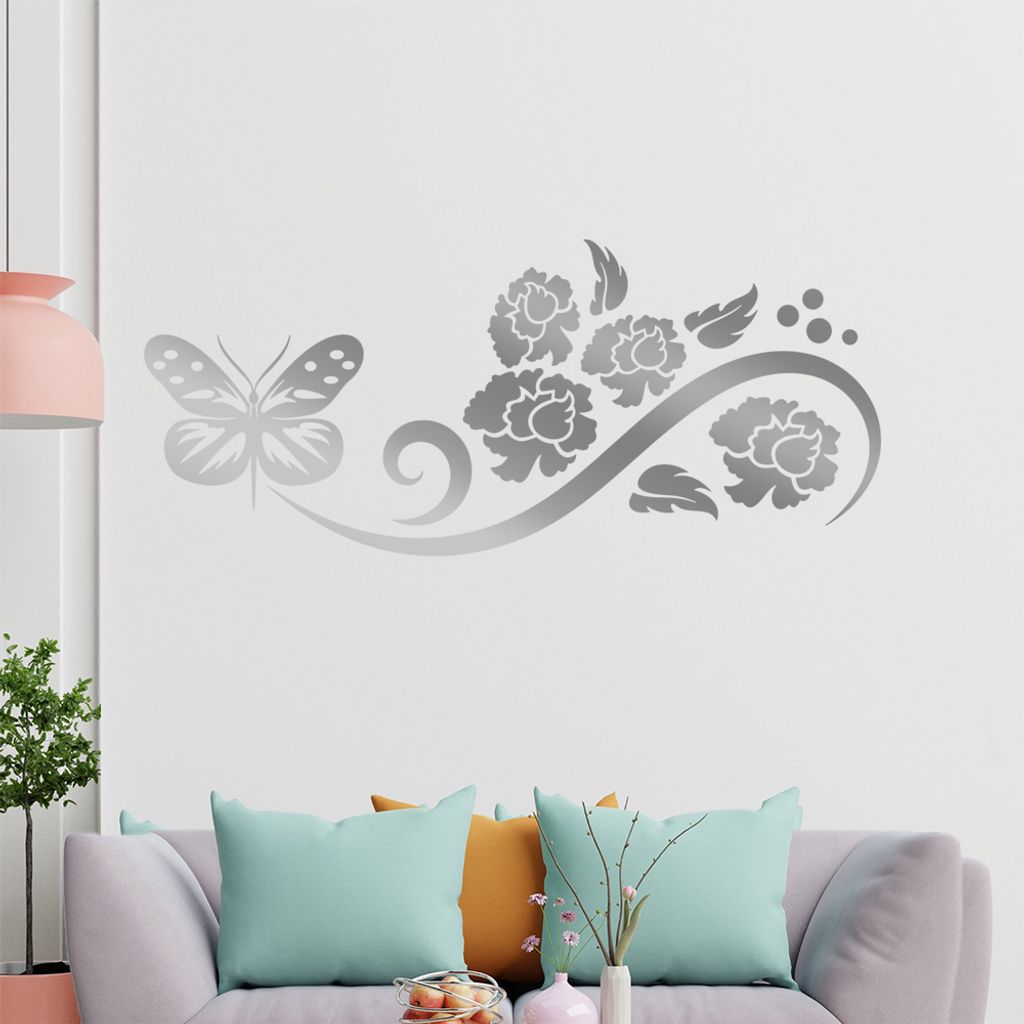 Falter Schmetterling Ranke Wandtattoo in 6 Größen - Wandaufkleber Wall Sticker - Dekoration, Küche, Wohnzimmer, Schlafzimmer, Badezimmer