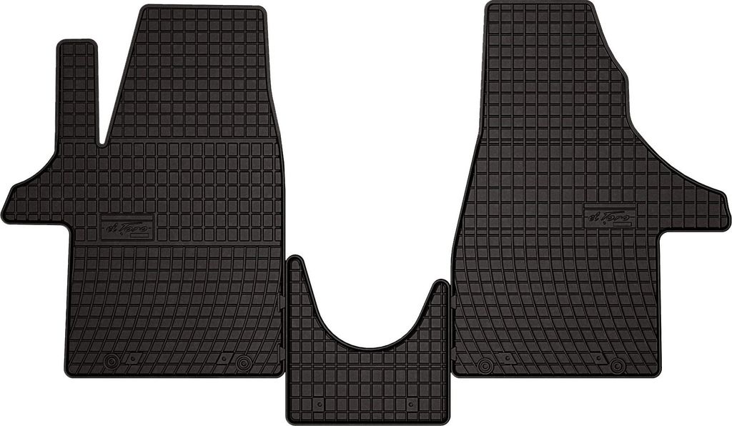 Gummifußmatten passend für Volkswagen Transporter T6.1 (Lieferung 1. Reihe, Bj. 2019-2024) – schwarz, passgenau, mit Befestigungen set 3 Stk. ...