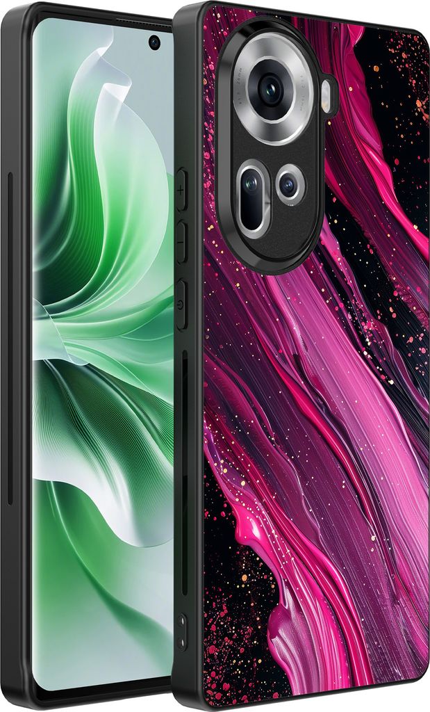 Smartphonica Handyhülle passend für Oppo Reno 11 mit Marmor aufdruck - TPU Rückseite Fall Marmor Design - Lila Rosa