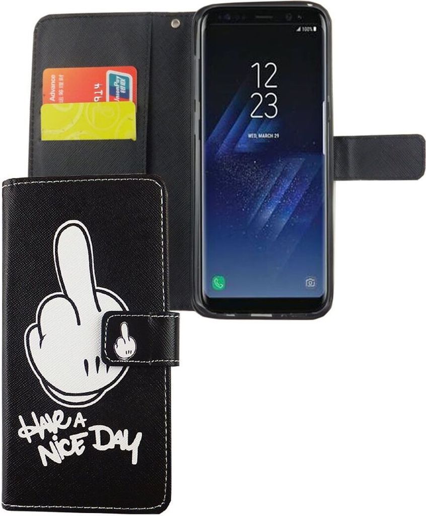 Handyhülle Tasche für Handy Samsung Galaxy S8+ Plus Have A Nice Day Schwarz