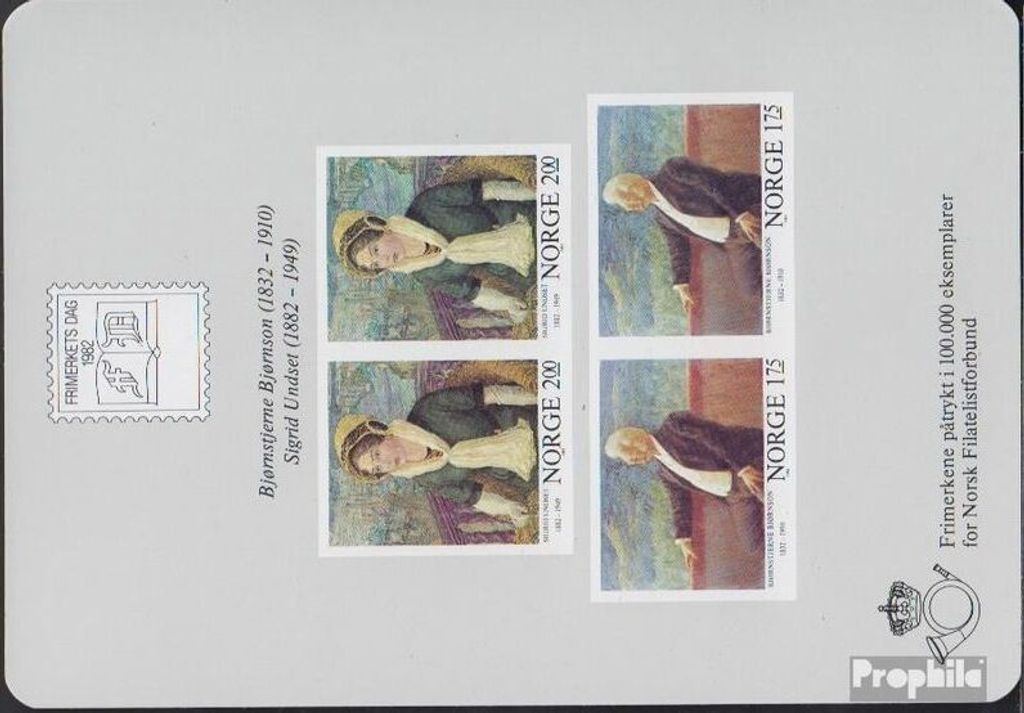 Briefmarken Norwegen 1982 Mi Block4 (kompl.Ausg.) un Schriftsteller