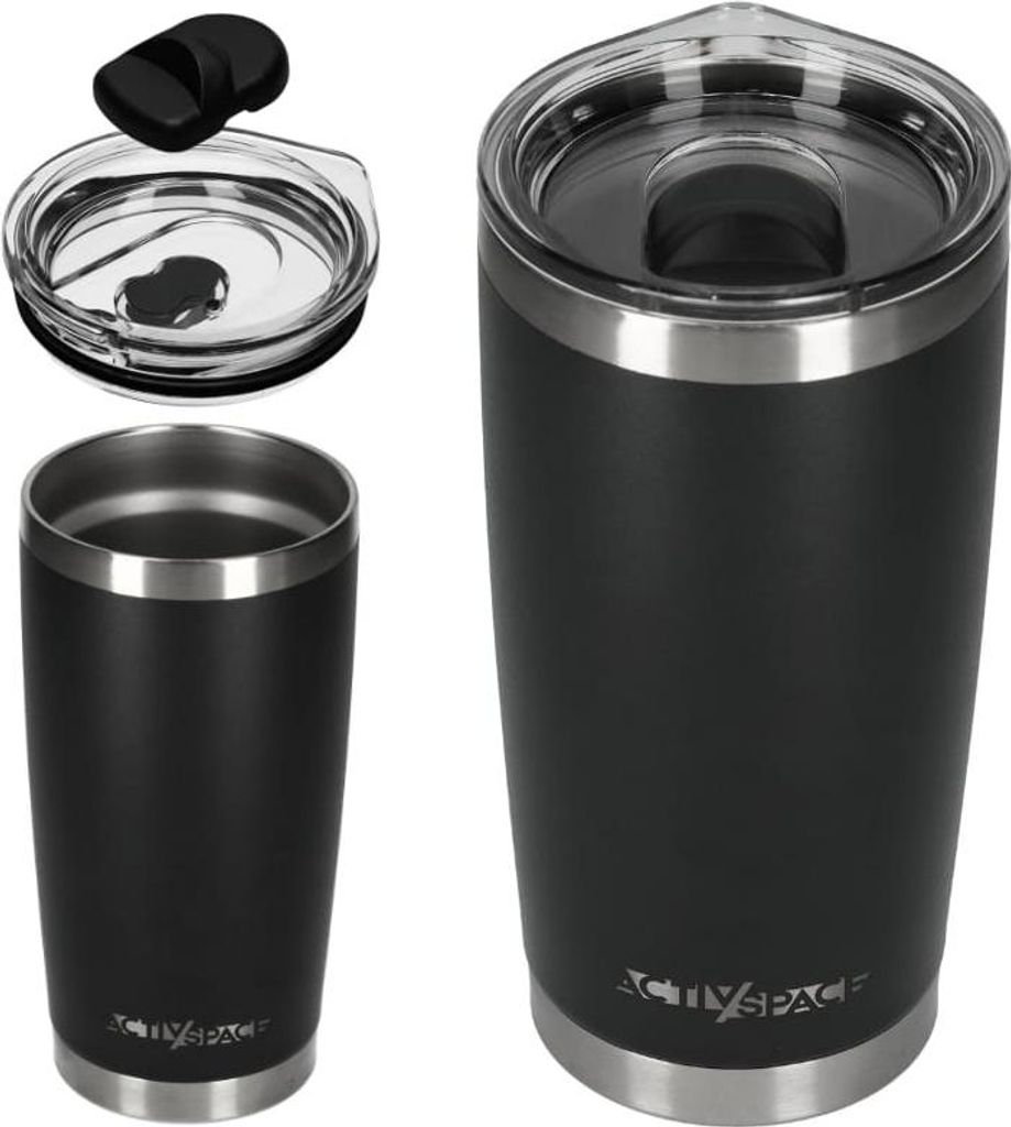 Grand gobelet isotherme en acier 600 ml - noir Image du produit 