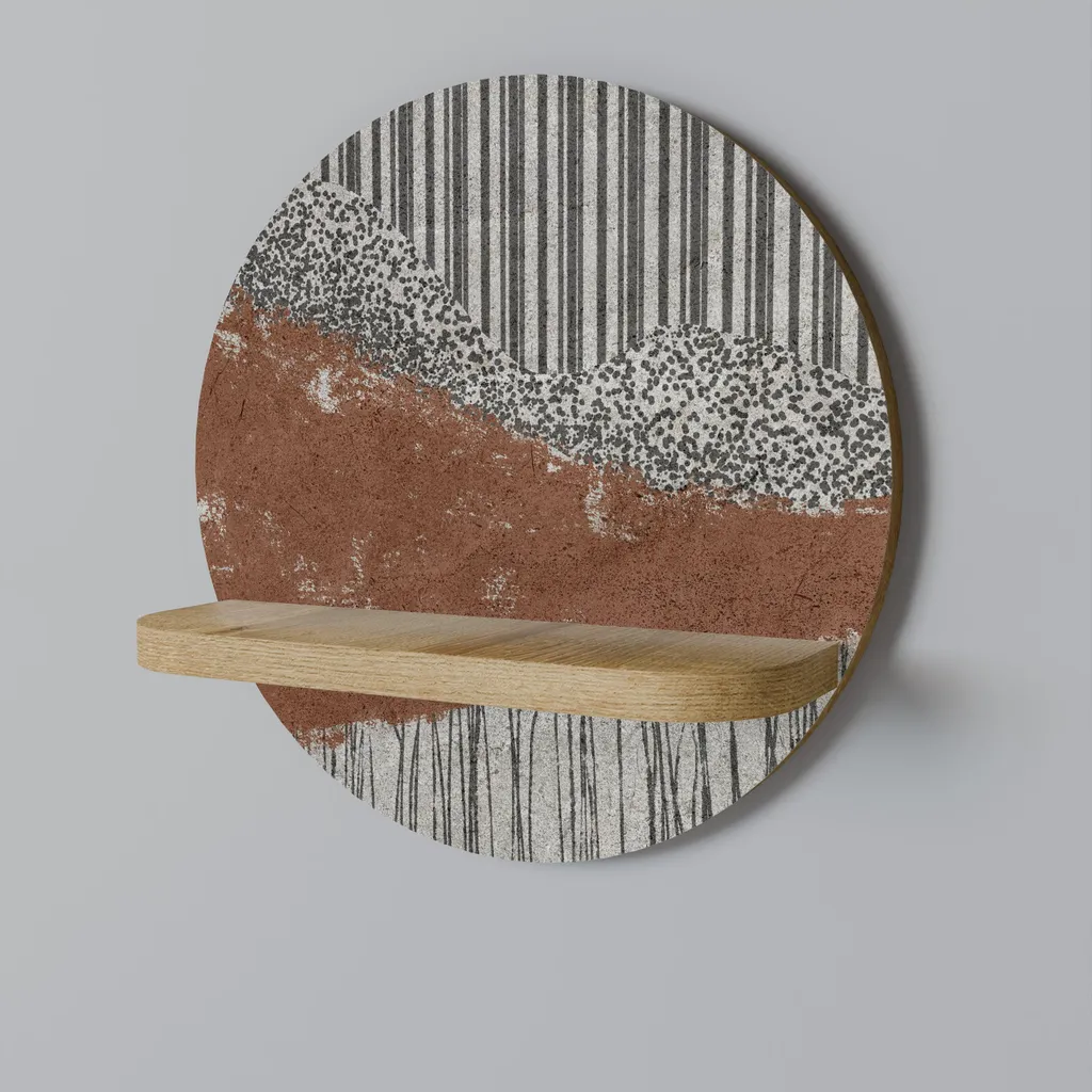 Étagère ronde suspendue TERRAIN RAYÉ bibliothèque murale design bois