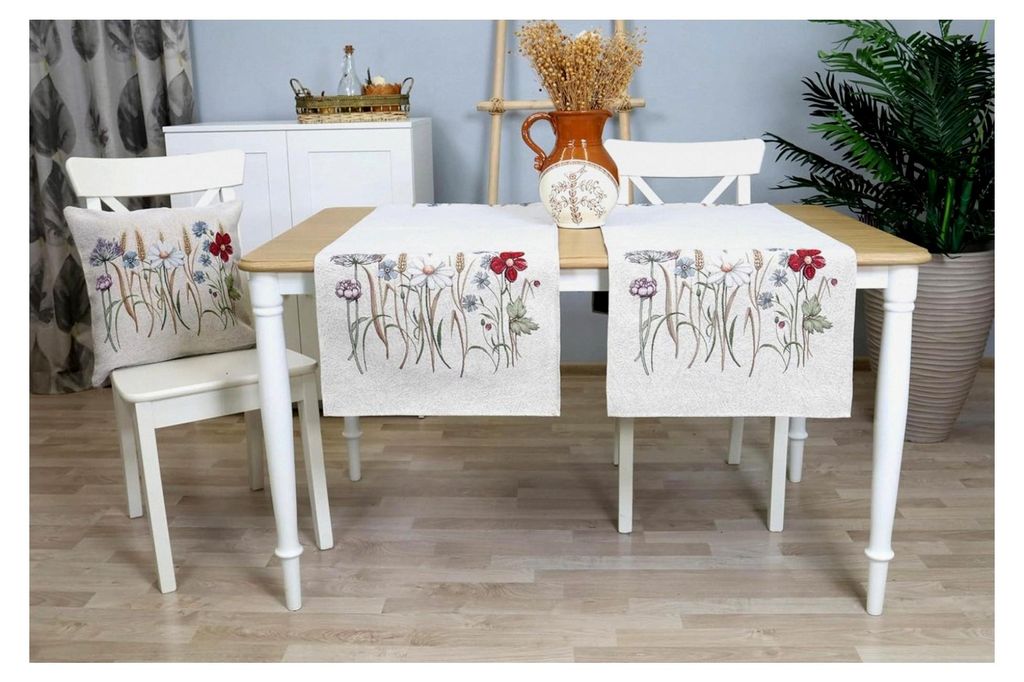 Tischläufer für Frühling und Sommer, abwaschbar, 140x45 cm, 100% Jacquard-Gobelin, Tischdecke für Esszimmer, Geburtstag, Bauernhaus, Küche, Ti...