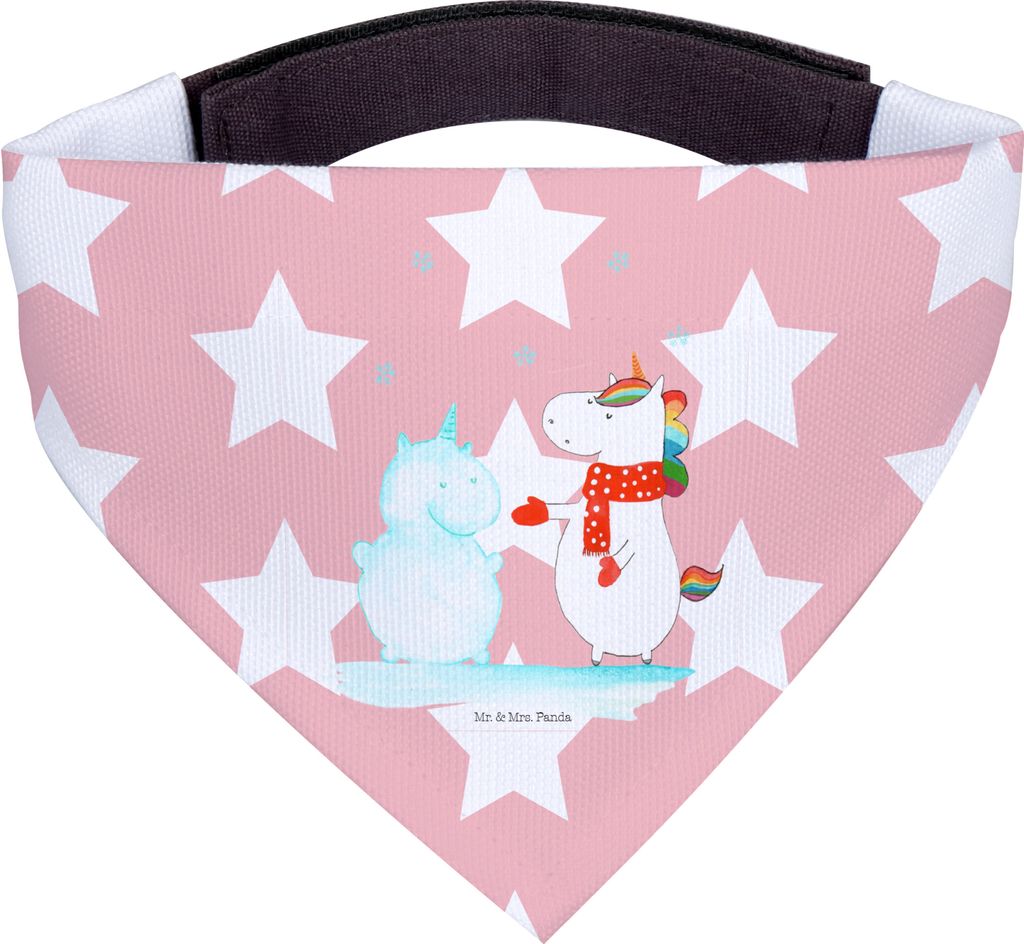 Mr. & Mrs. Panda Bandana Einhorn Schneemann - Rot Pastell - Geschenk, Winter, Weihnachten, Hundehalstuch, Hundeschal, Schnee, Halstuch für Hund, K...