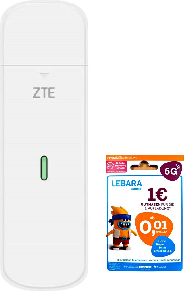 ZTE MF833U1 Surfstick LTE CAT4/4G USB-Dongle 150 Mbit/s inkl. Lebara SIM Karte