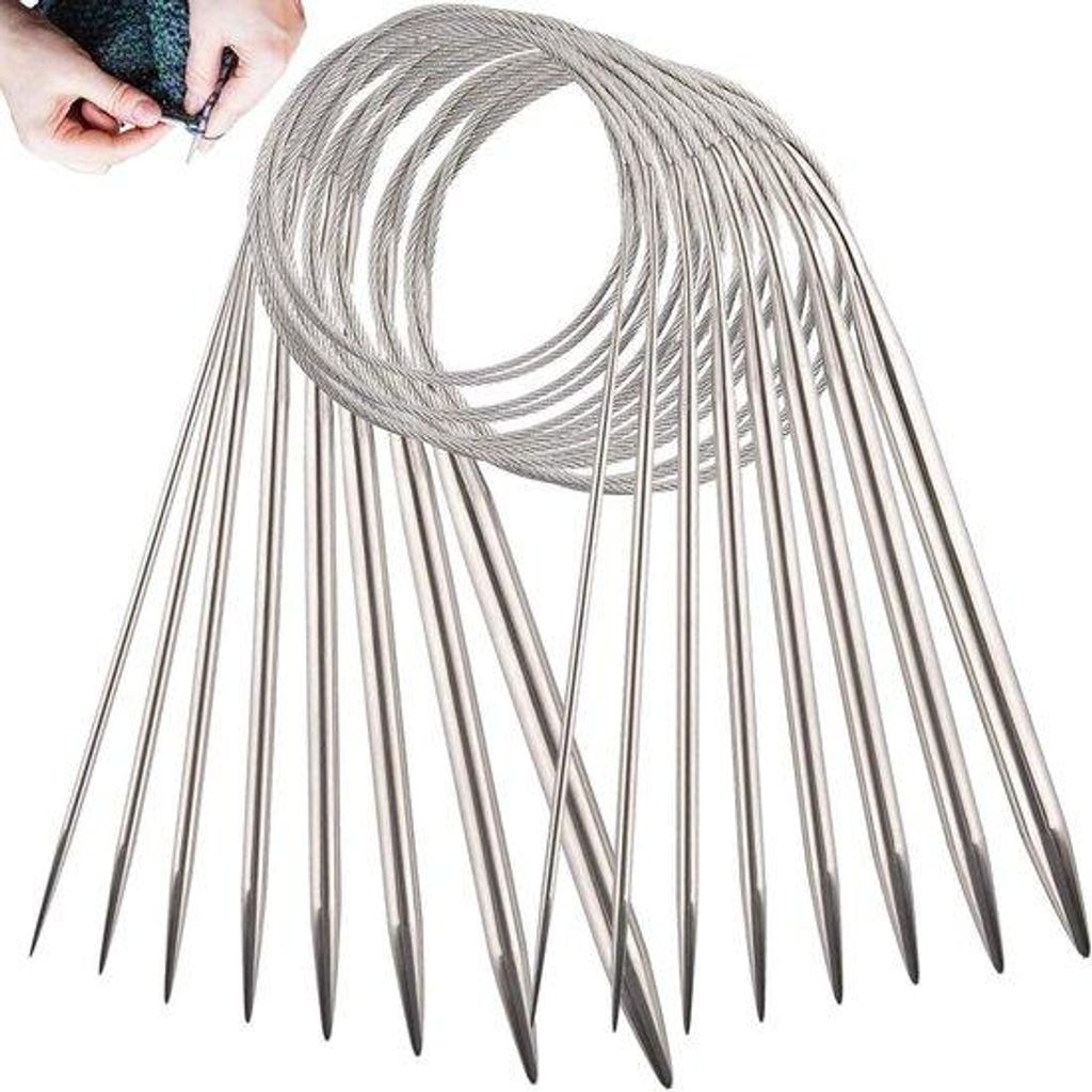 Set rondbreinaalden – 80 cm – Metalen rondbreinaalden – RVS Productafbeelding 