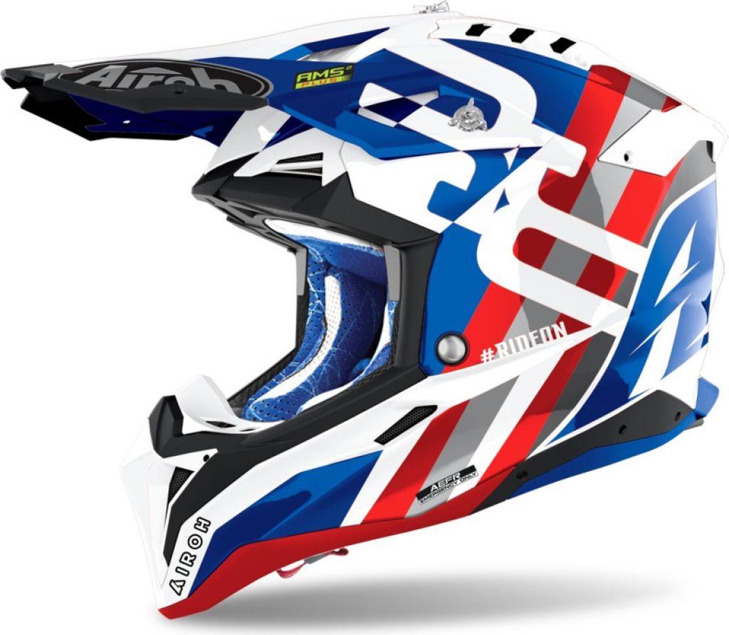 Airoh Aviator 3 Rainbow Carbon Motocross Helm Farbe: Blau/Rot, Grösse: XXL (63)