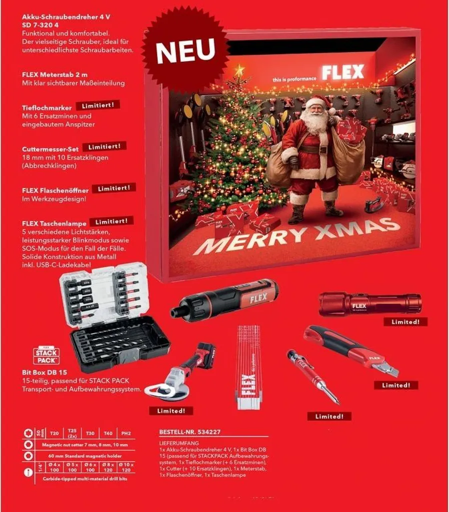 Calendrier de l'Avent Outillage 2025 Flex visseuse SD 7 et accessoires