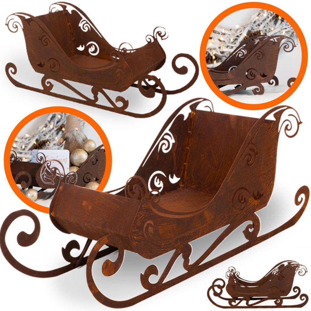 Eleganter Dekoschlitten zu Weihnachten – Festlicher Blickfang für Ihre Weihnachtsdeko, Rost