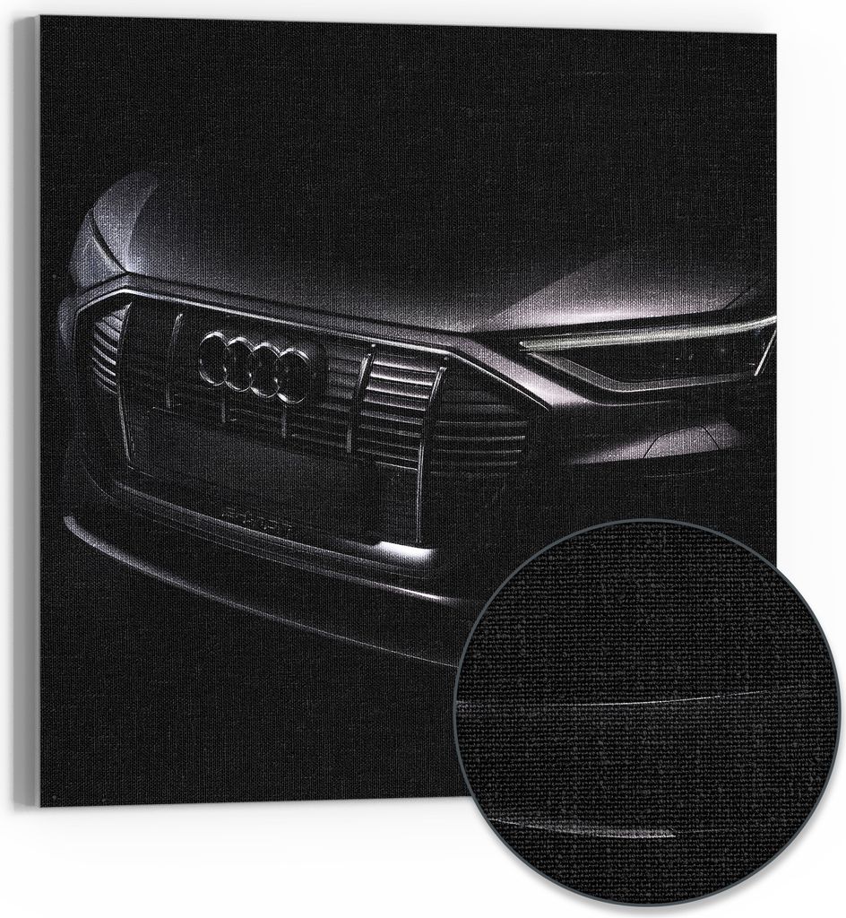 DEQORI Hybrid Leinwand Bild 30x30 cm 'Audi Frontalaufnahme' Wandbild Glas flach modern