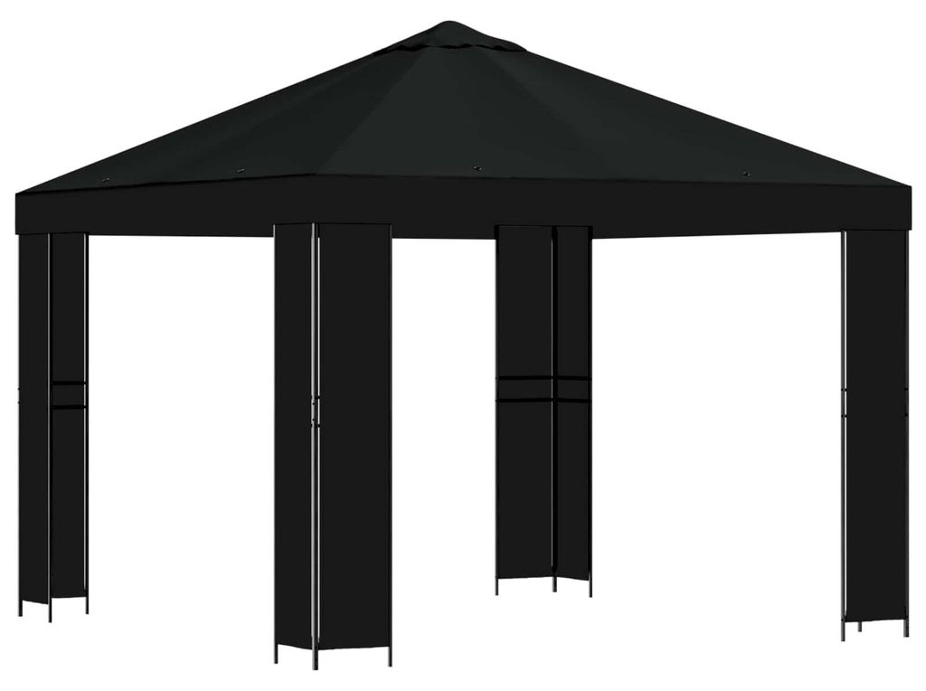 Pavillon 3 x 3 m Schwarz Polyester und Stahl 190 gsm