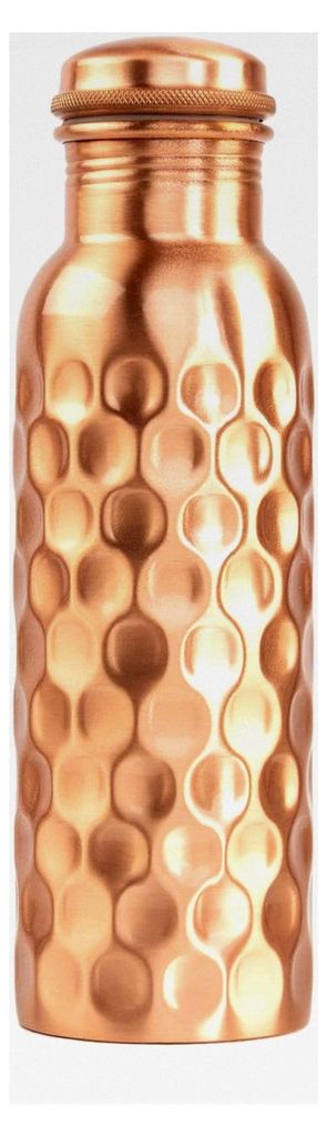 Kupferflasche | Ayurveda Trinkflasche aus reinem Kupfer | Flasche mit Designveredelung | Volumen: 800 ml | Wasserflasche mit Drehverschluss und Sil...