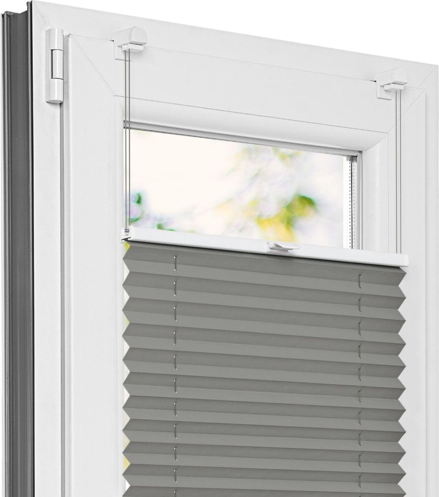 Estika Plissee ohne Bohren - 90x50 cm - Grau - Klemmfix montage, Rollo für Fenster & Tür